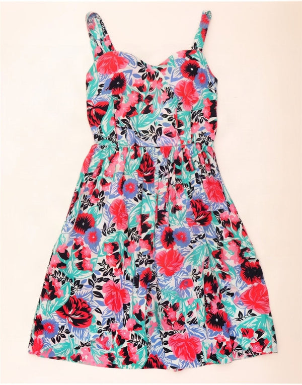 Vestido de verano vintage para mujer UK 8 Small Multicolor Floral