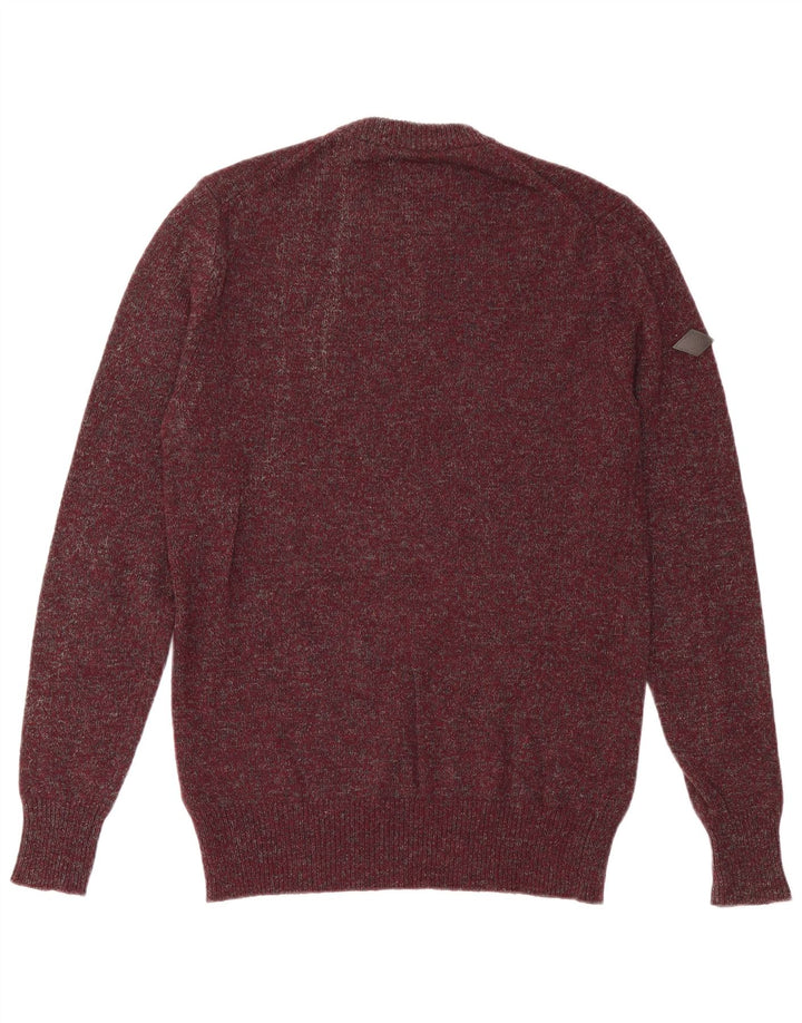 SUPERDRY Mens Crew Neck Jumper Sweater Medium Burgundy Flecked Lambswool