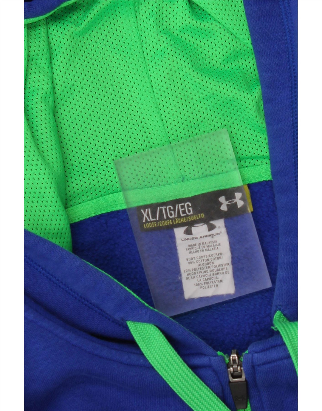 UNDER ARMOUR Sudadera con capucha y cremallera para hombre XL Algodón azul