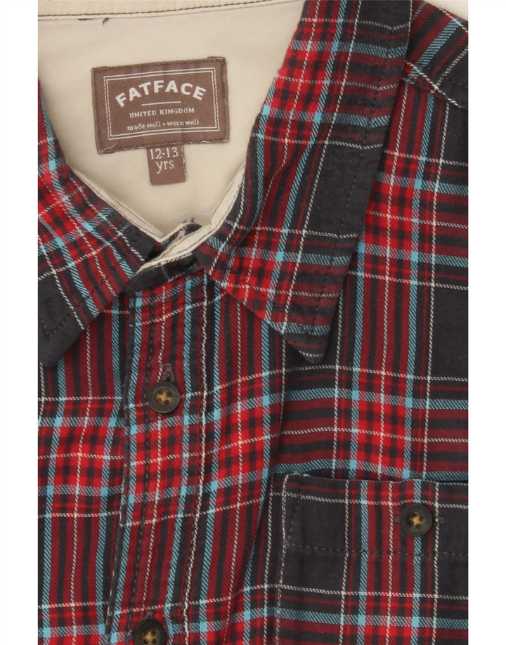 FAT FACE Camisa de franela para niño 12-13 años Cuadros rojos