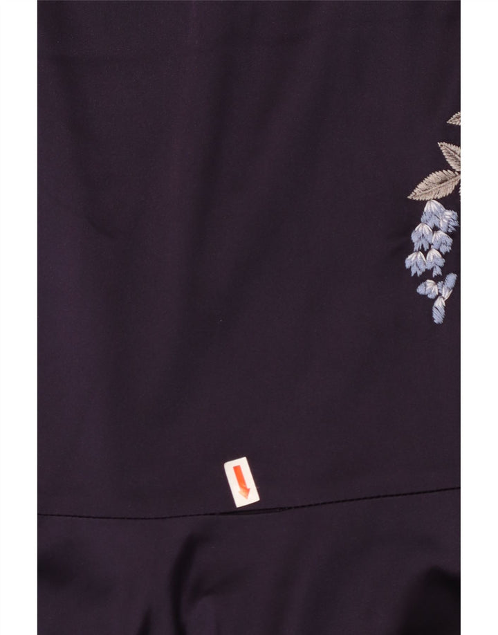 KAREN MILLEN Vestido sin tirantes para mujer UK 10 Small Purple Seda floral