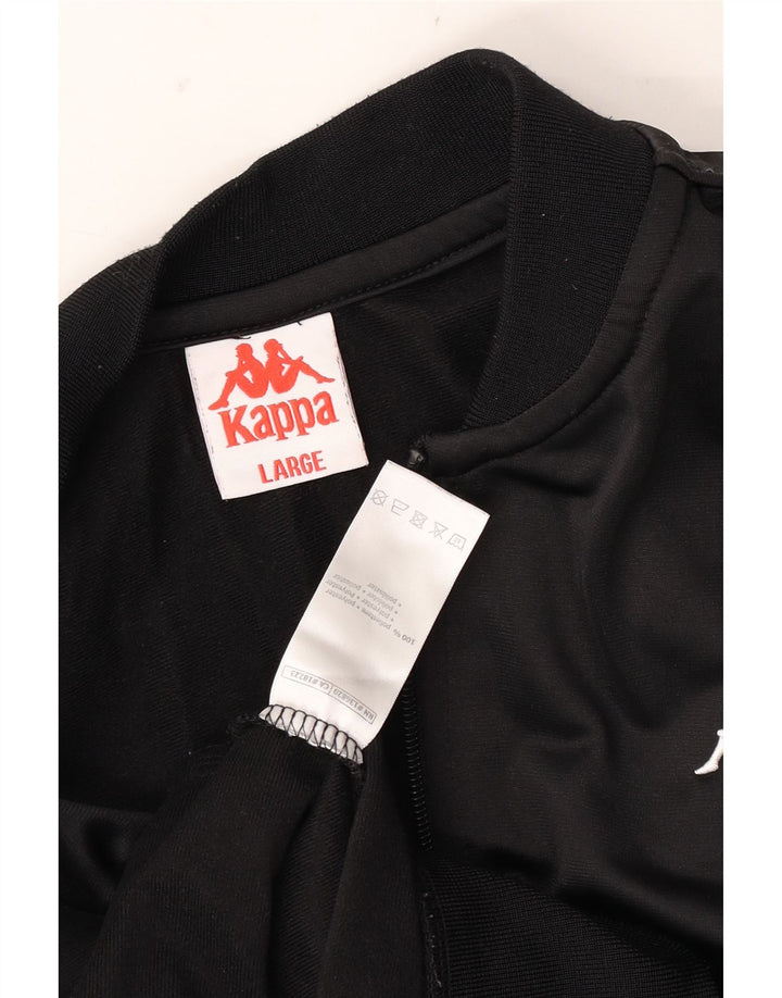 Kappa Mens Graphic Chándal Top Chaqueta Grande Poliéster Negro