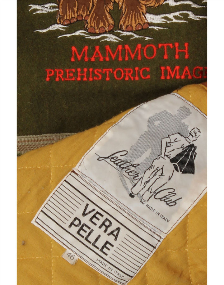 Vintage hombres cuero cortavientos chaqueta IT 46 pequeño cuero marrón