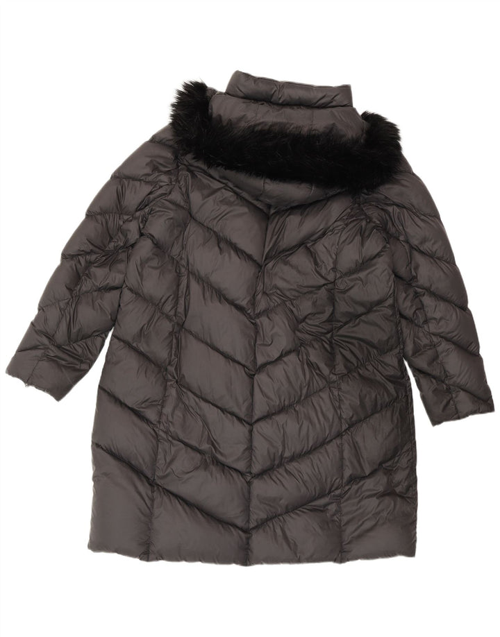 MICHAEL KORS Abrigo acolchado con capucha para mujer UK 40 XL Nylon gris