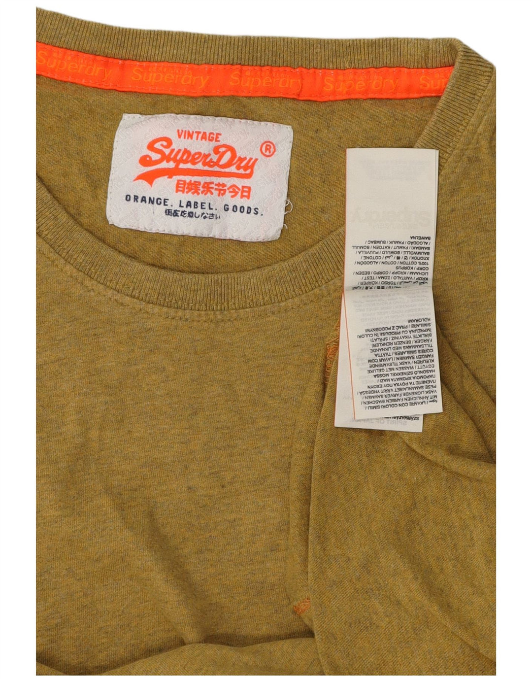SUPERDRY Camiseta para hombre Top Small Khaki Cotton