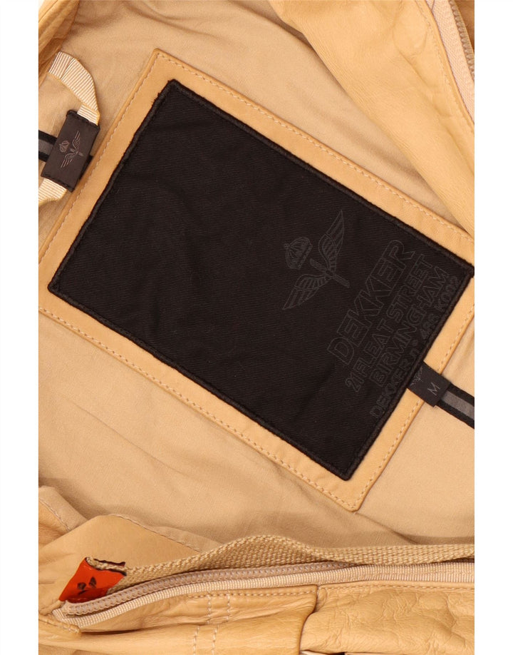 Dekker Chaqueta de cuero militar para hombre UK 38 Medium Beige
