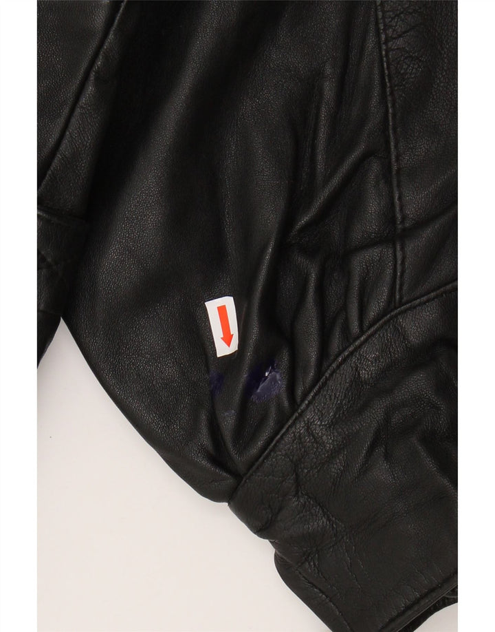 VINTAGE Chaqueta de cuero de gran tamaño para mujer EU 36 Cuero negro pequeño