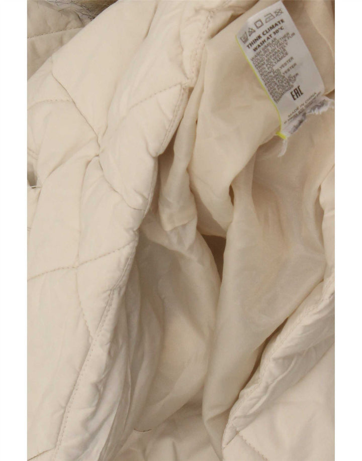 Marks & Spencer Chaqueta acolchada con capucha para mujer UK 12 Mediana Poliéster blanco