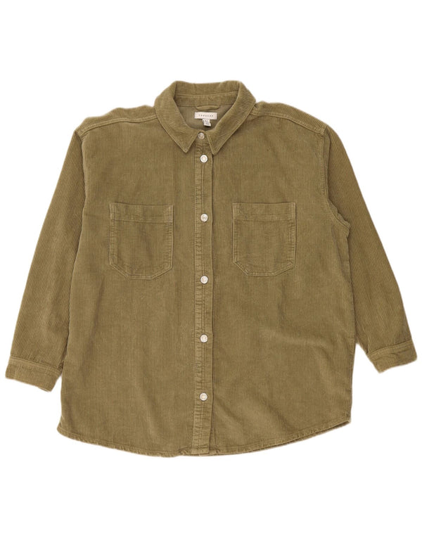 Topshop Camisa de pana extragrande para mujer Reino Unido 12 Algodón caqui mediano