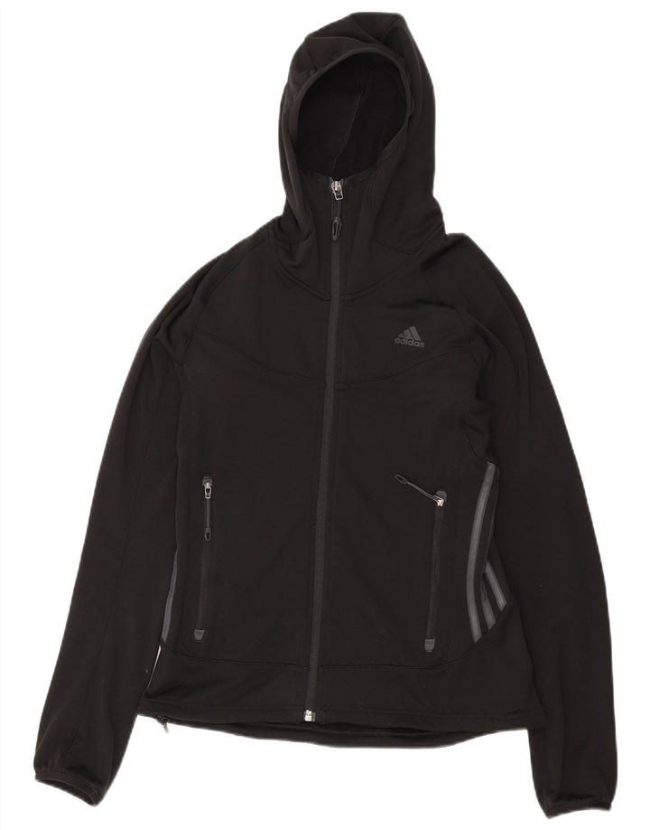 Adidas Sudadera con capucha y cremallera para mujer UK 10 Small Poliéster negro