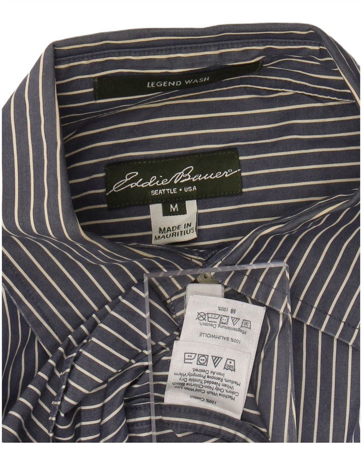 EDDIE BAUER Camisa Hombre Algodón Rayas Azul Marino Medio