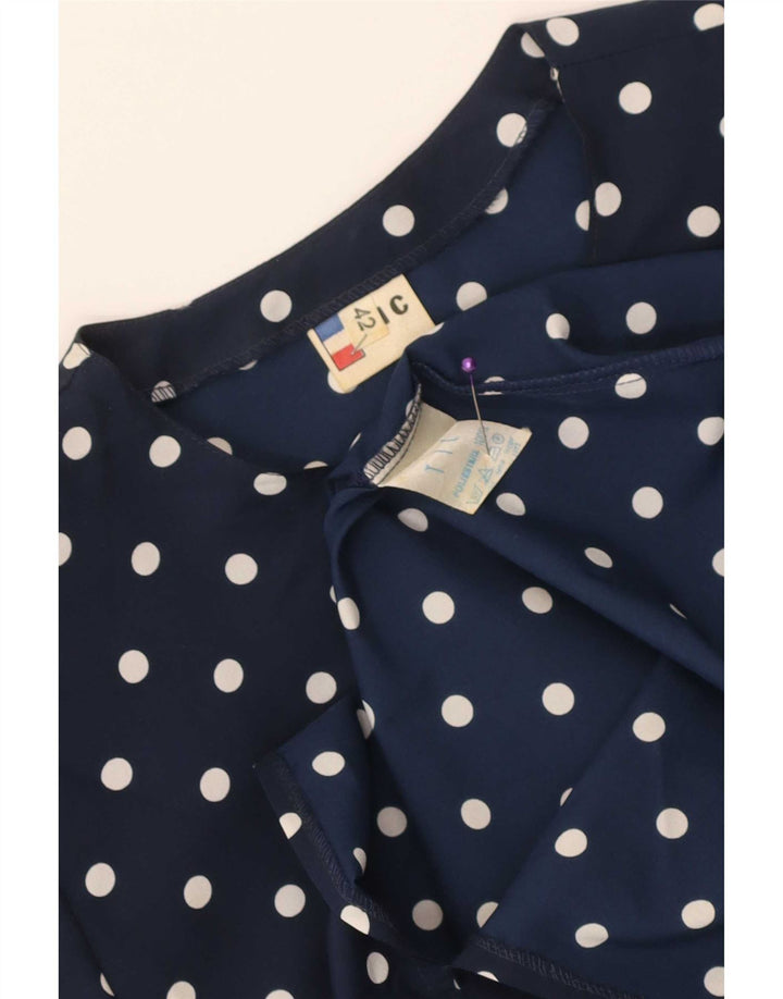 Vestido peplum vintage para mujer IT 42 Poliéster de lunares azul marino medio