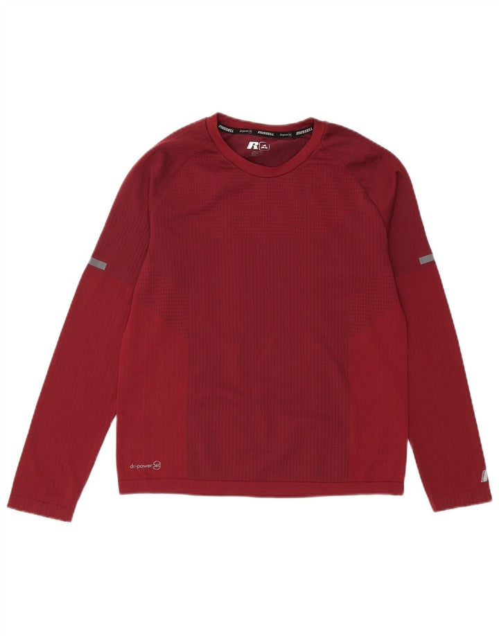 RUSSELL ATHLETIC Camiseta Dri-Power de manga larga para niños de 10 a 11 años, grande, granate
