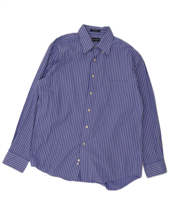 Chaps Camisa para hombre talla 16 Algodón a rayas azul grande