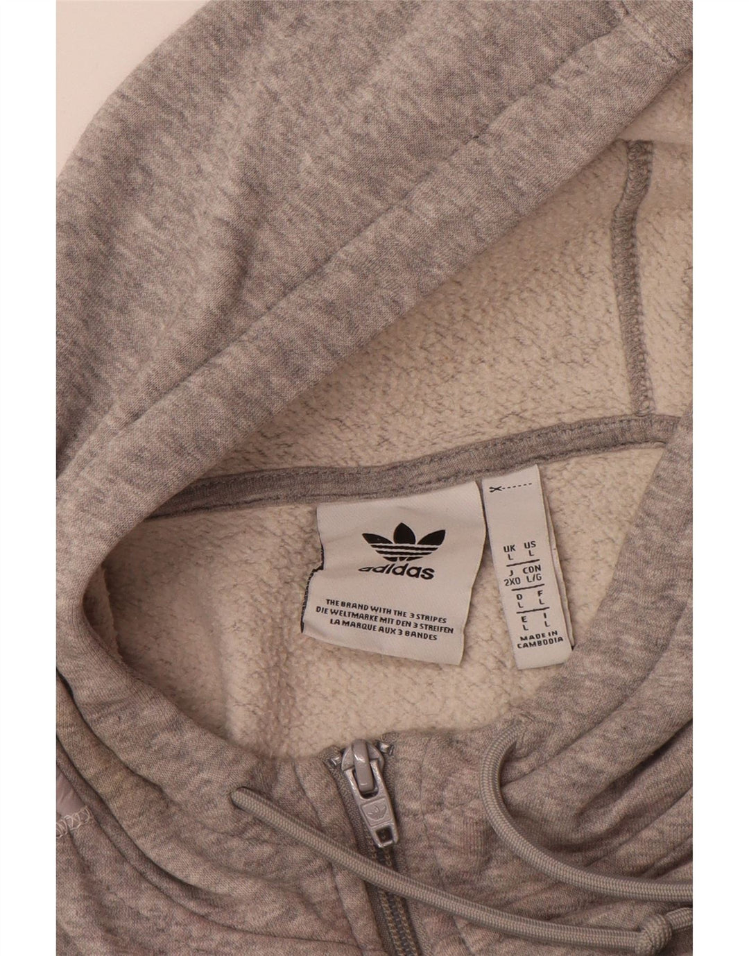 Adidas - Sudadera con capucha y cremallera para hombre, tamaño grande, algodón gris