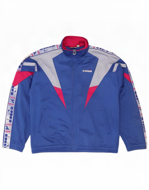 Diadora Mens Graphic Chándal Top Chaqueta ES 46 XL Azul Colorblock