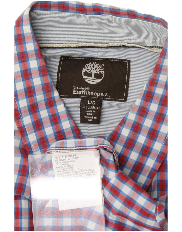 Timberland Camisa Earthkeepers de manga corta y ajuste regular para hombre, cuadros rojos grandes