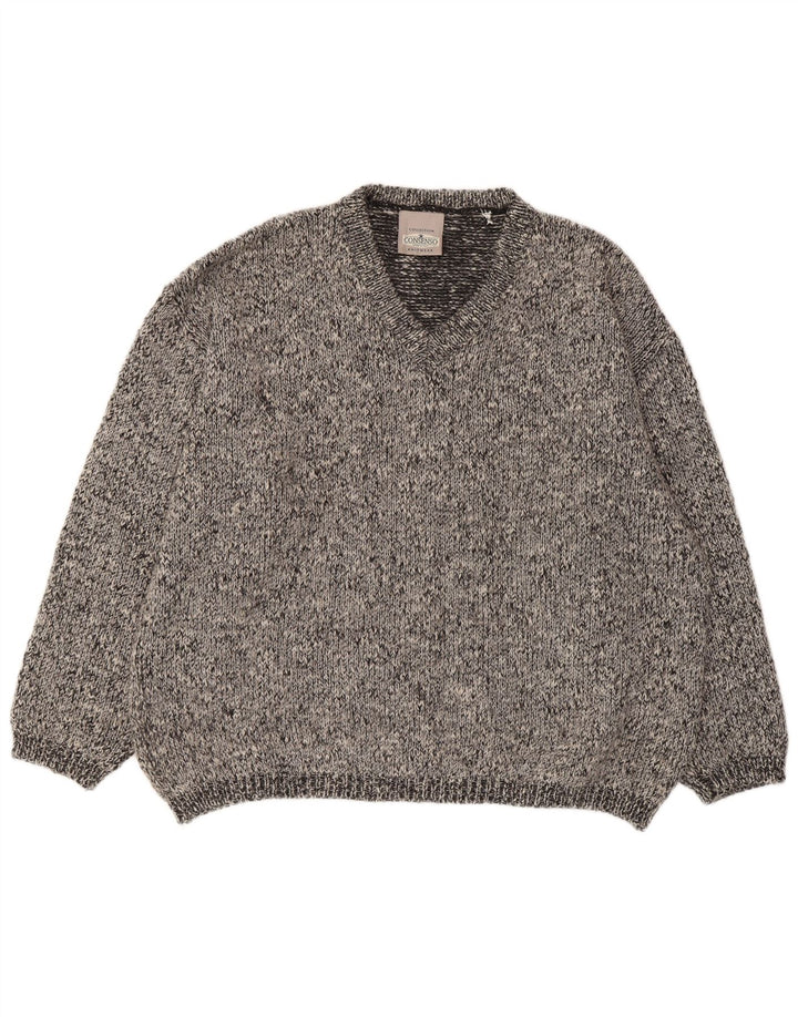 Consenso Jersey con Cuello en V para Hombre XL Lana Moteada Gris