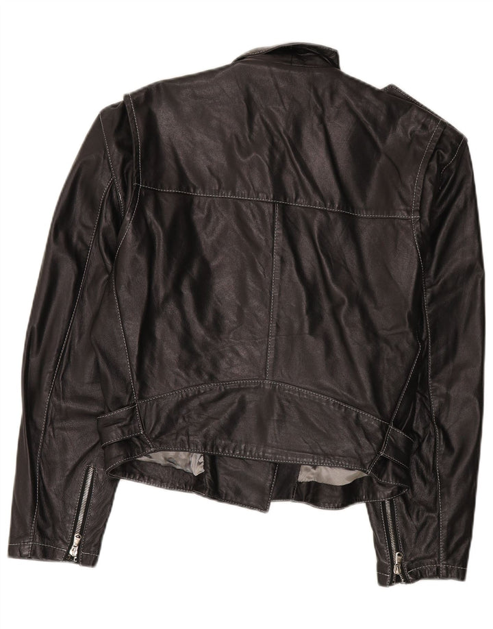Conbipel Chaqueta Biker De Cuero Para Mujer IT 44 Medium Cuero Negro