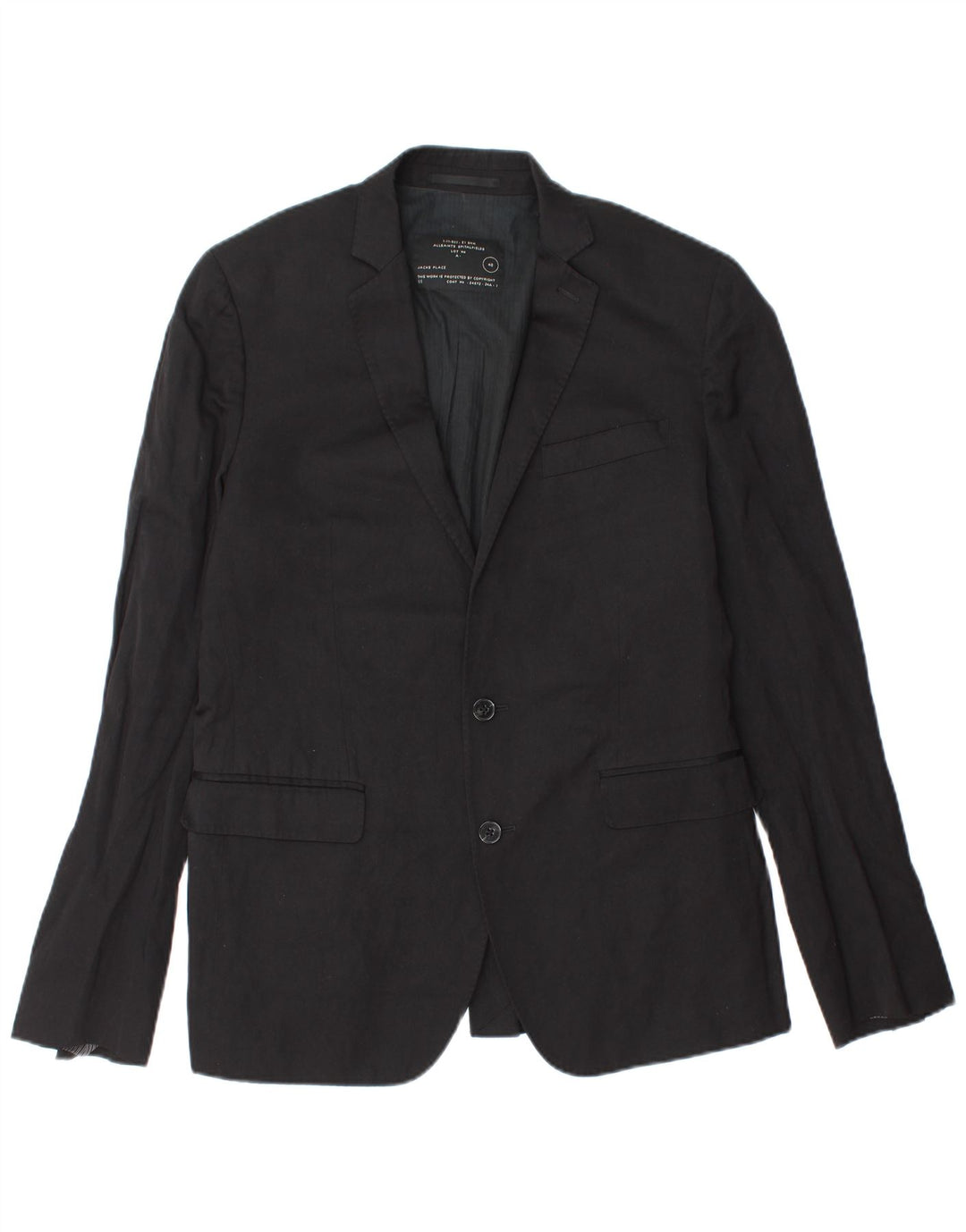 All Saints Chaqueta tipo blazer con 2 botones para hombre, talla 40, talla grande, de lana negra