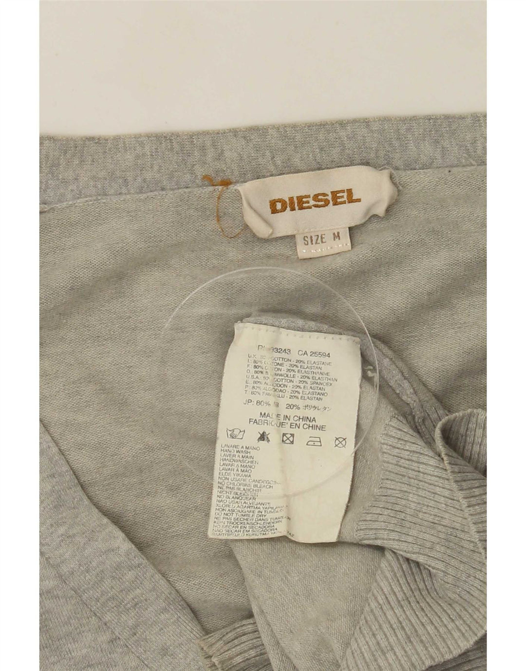 Diesel Hombre Cárdigan Suéter De Algodón Gris Medio