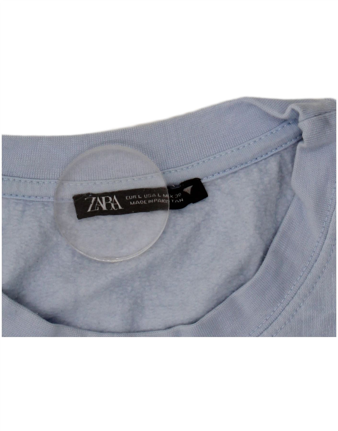 Zara Mujer Crop Sudadera Jumper UK 46 Grande Poliéster Azul