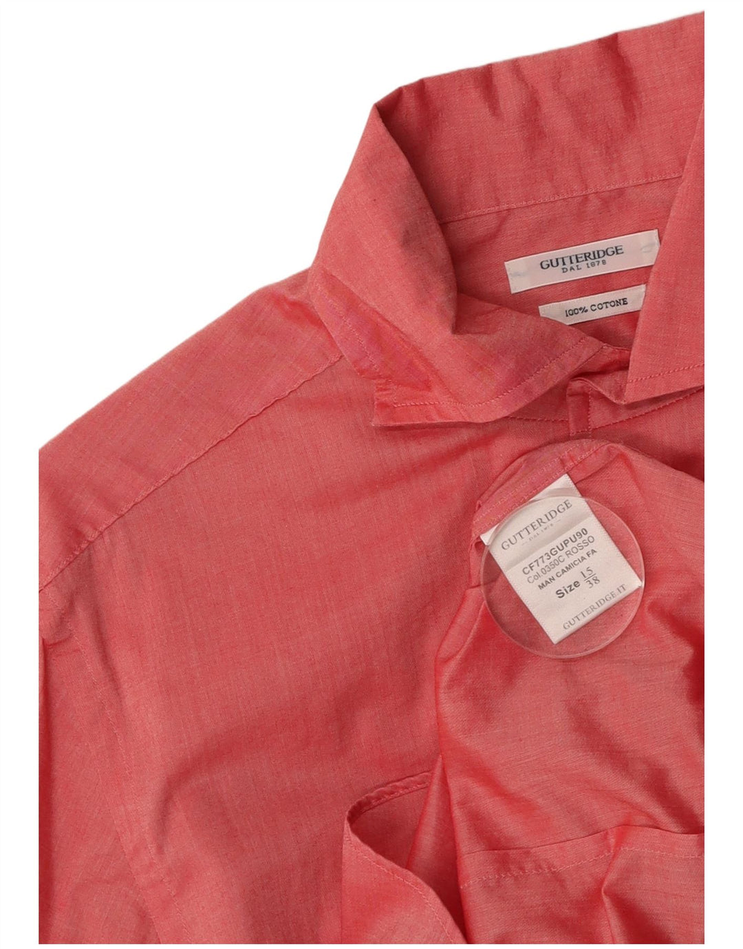 GUTTERIDGE Camisa Hombre Talla 15/ 38 Mediano Rojo Algodón