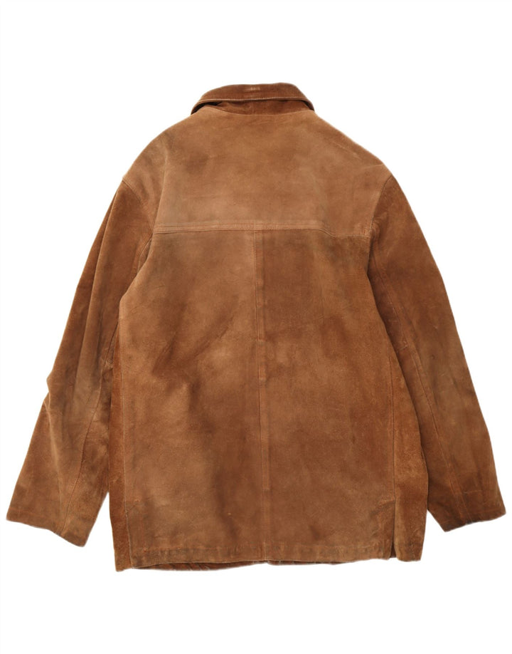 Chaqueta de ante vintage para hombre IT 52 XL cuero marrón