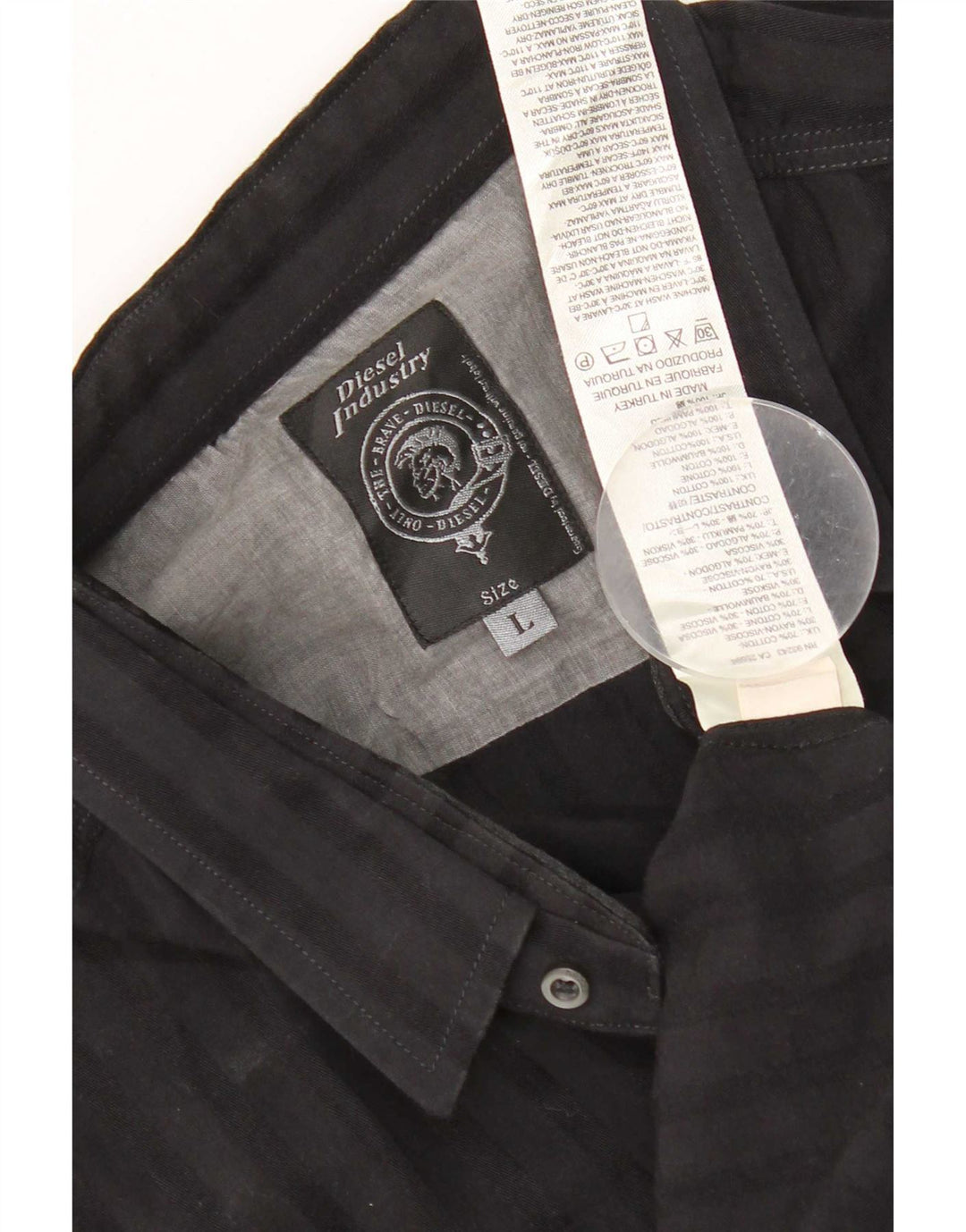 Camisa Diesel Hombre Grande Algodón A Rayas Negras