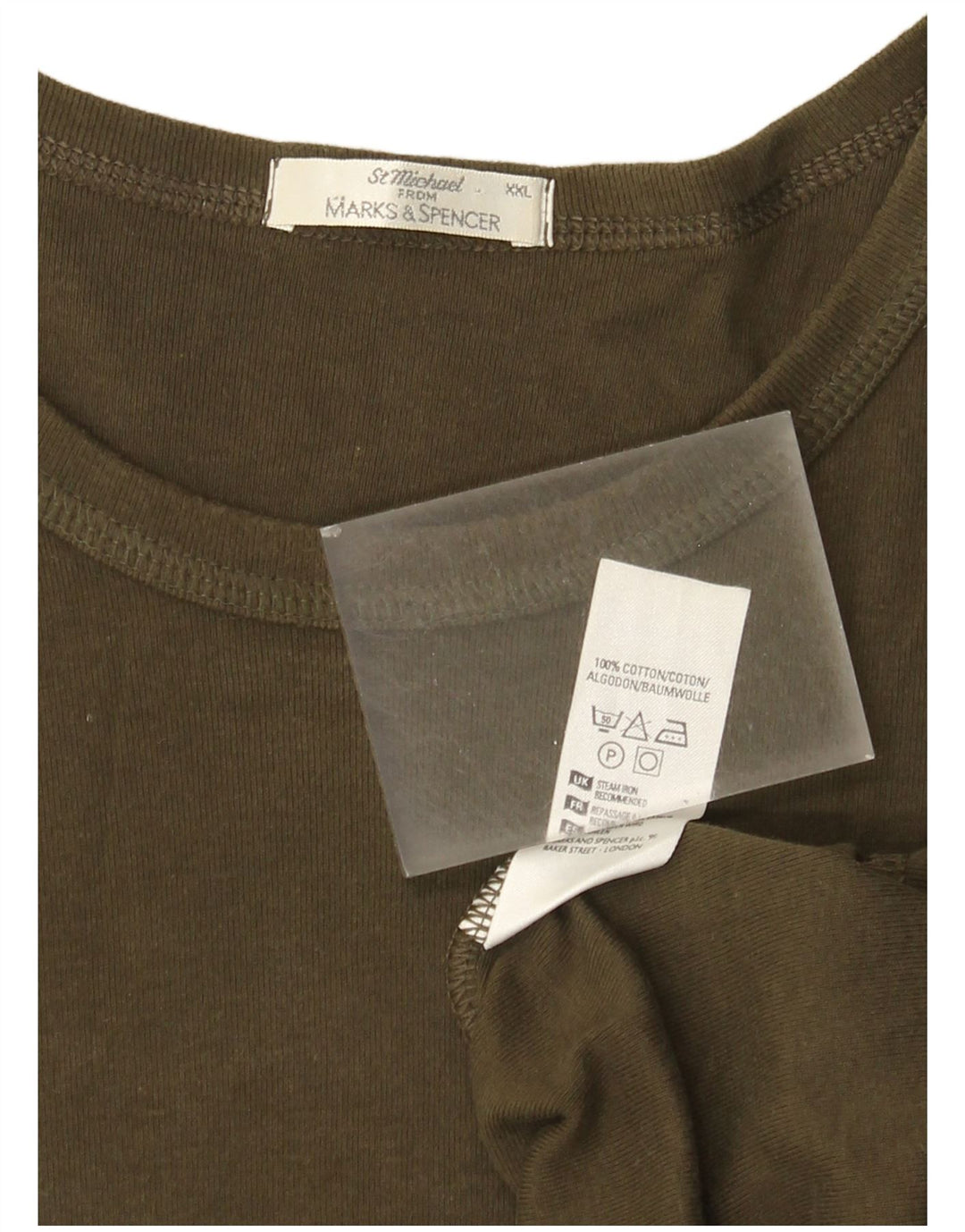 Marks & Spencer - Camiseta de manga larga para hombre, talla 2XL, algodón caqui