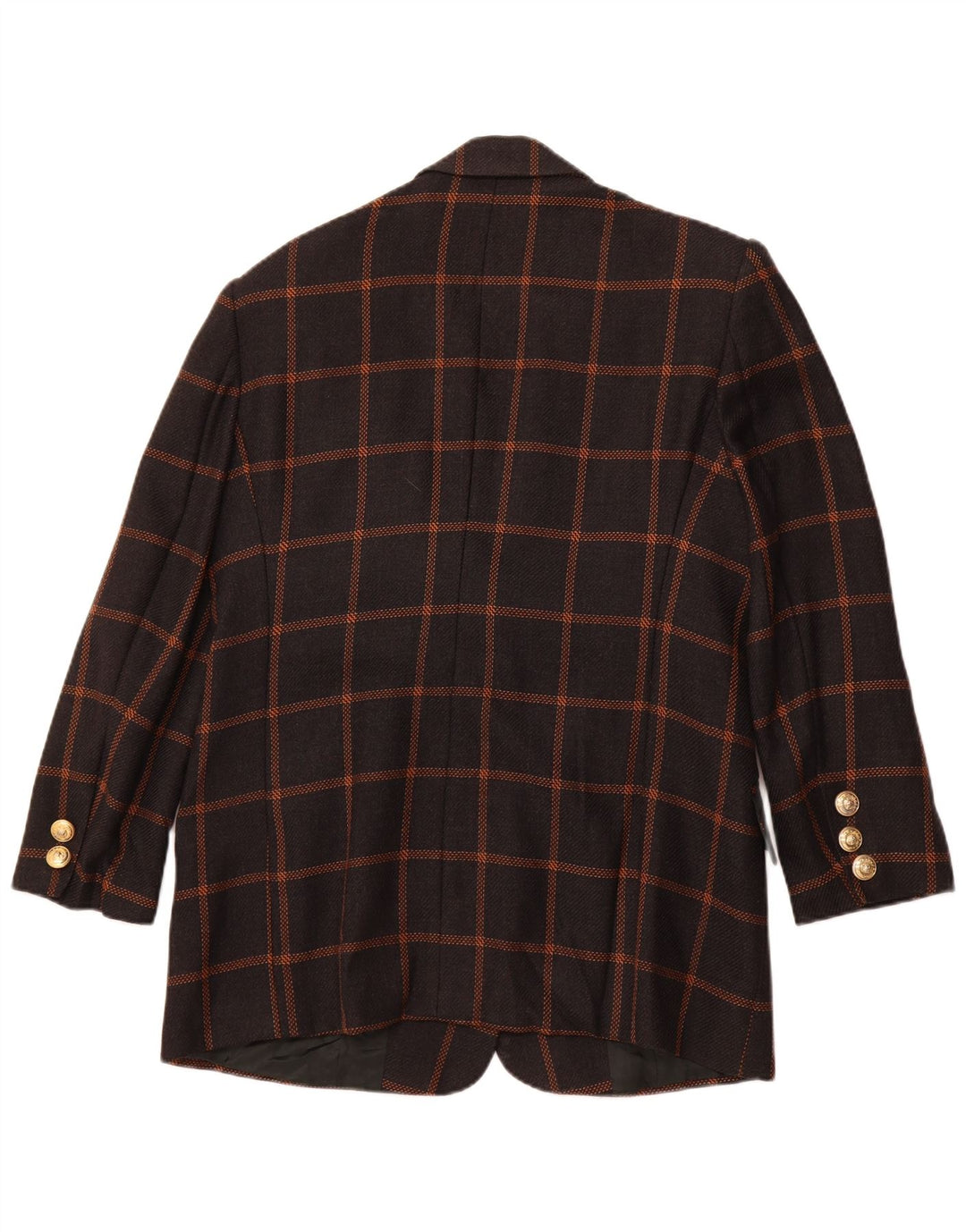 ROCCOBAROCCO Chaqueta Blazer de 3 Botones para Mujer Talla 19 XL Lana a Cuadros Negra