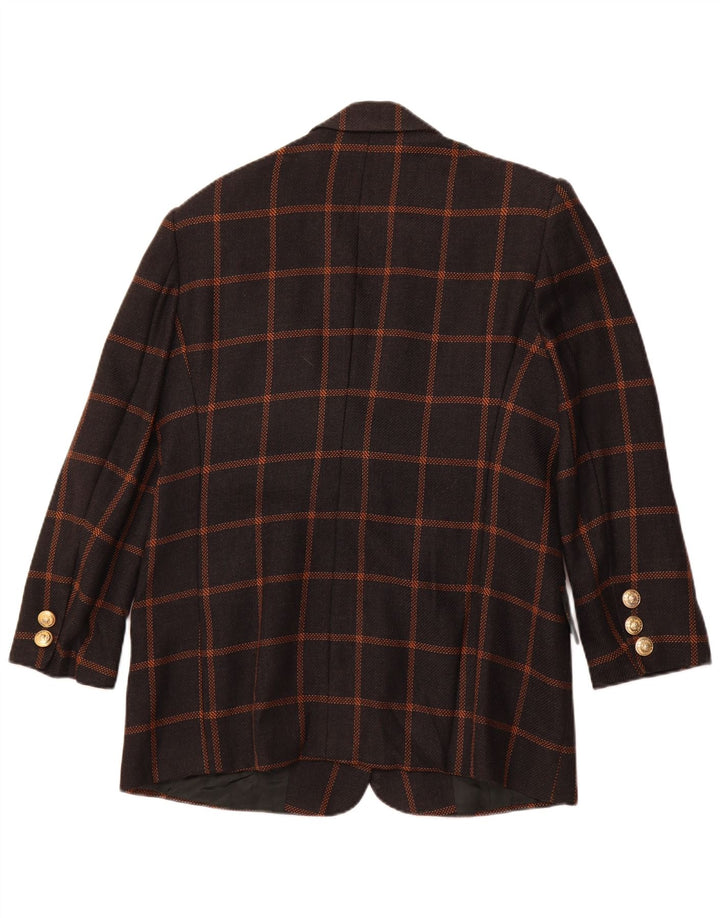 ROCCOBAROCCO Chaqueta Blazer de 3 Botones para Mujer Talla 19 XL Lana a Cuadros Negra