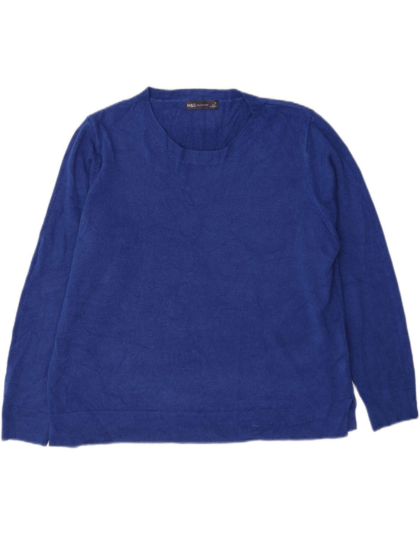 Marks & Spencer Jersey con Cuello Barco para Mujer UK 20 2XL Acrílico Azul