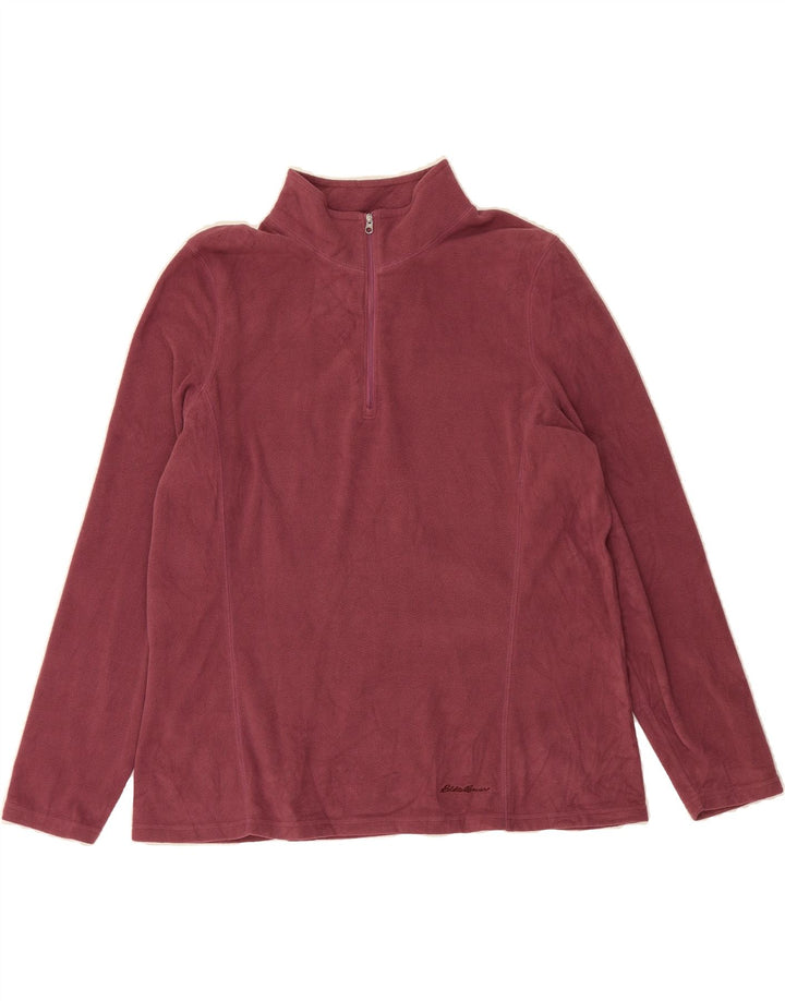 EDDIE BAUER Womens Zip Neck Fleece Jumper XL Burgundy Polyester Vintage Eddie Bauer and Second-Hand Eddie Bauer from Messina Hembry 