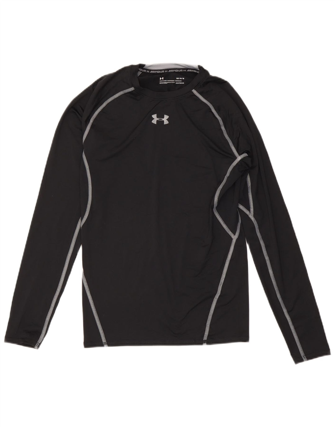 Under Armour Camiseta Heat Gear para hombre de manga larga, poliéster negro grande