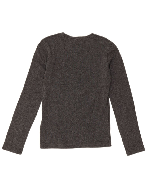 Ralph Lauren Mujer Top Manga Larga UK 10 Pequeño Algodón Gris