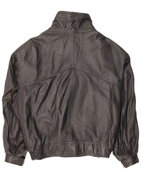 Vintage hombres doble pecho chaqueta de cuero IT 52 XL cuero negro