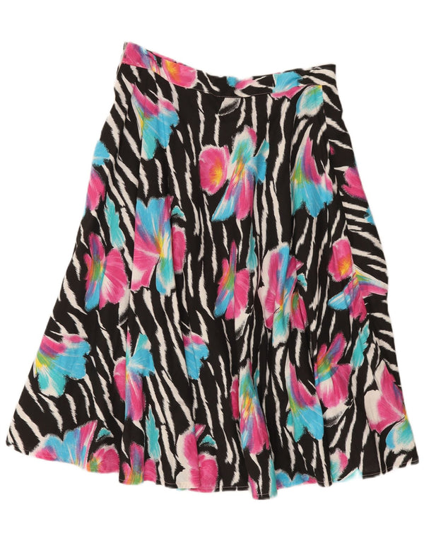 Falda acampanada vintage para mujer W32 floral multicolor medio