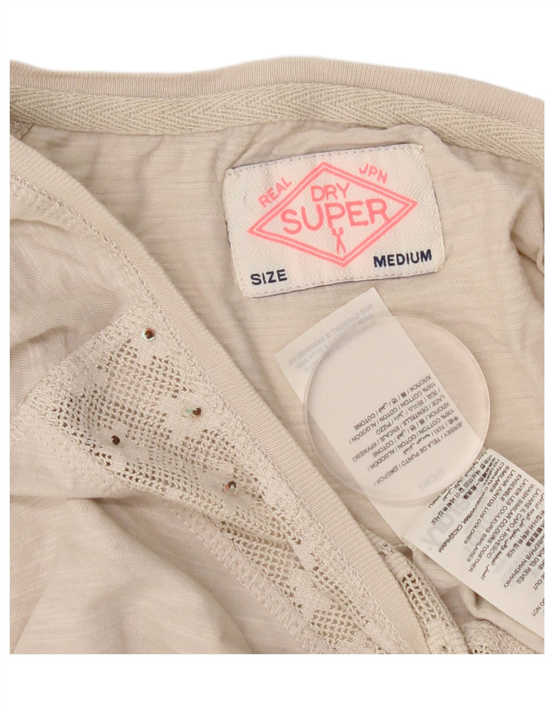 Superdry Blusa de manga 3/4 para mujer UK 40 Algodón beige medio