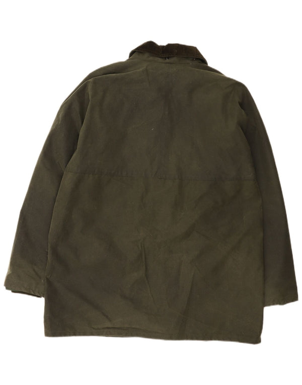 Vintage mujer chaqueta de algodón encerado Reino Unido 20 2XL verde