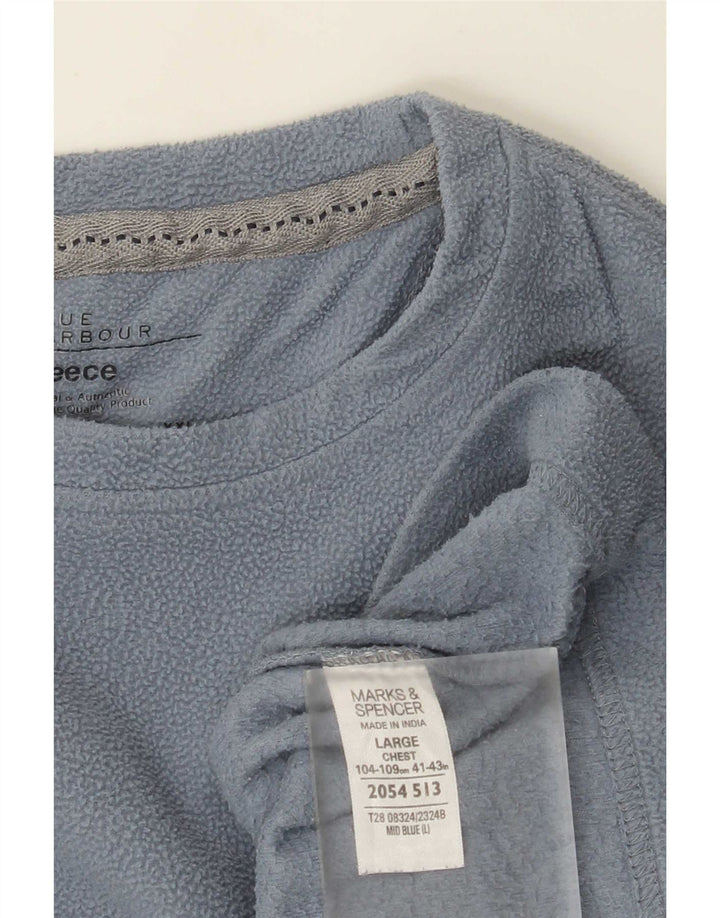 Marks & Spencer - Camiseta de forro polar para hombre, manga larga, poliéster azul grande