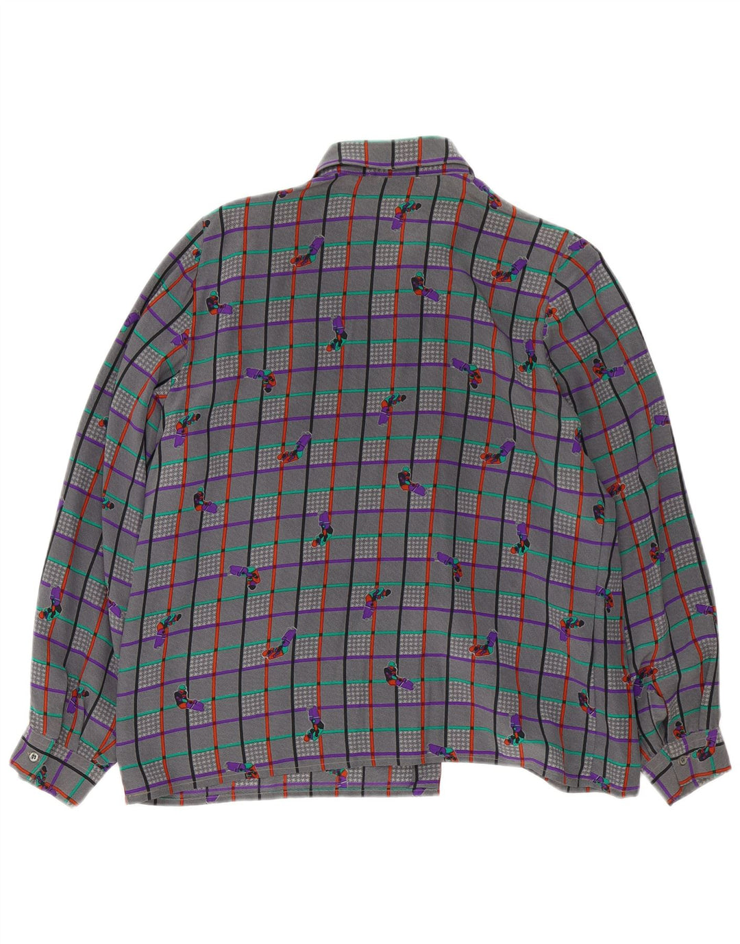 Vintage mujer camisa blusa Reino Unido 18 XL gris comprobar