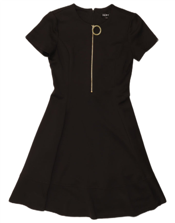 Dkny Vestido acampanado para mujer US 4 Pequeño Poliéster negro
