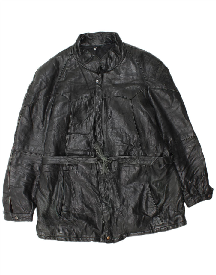 Vintage hombres chaqueta de cuero Reino Unido 38 medio negro