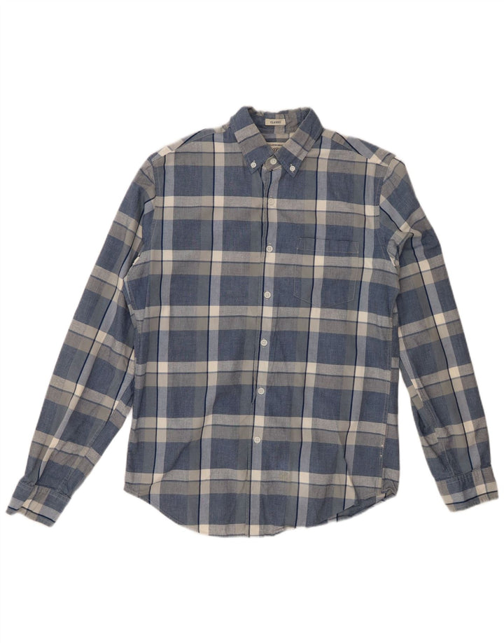 J. CREW Camisa de corte clásico para hombre de algodón a cuadros azul pequeño