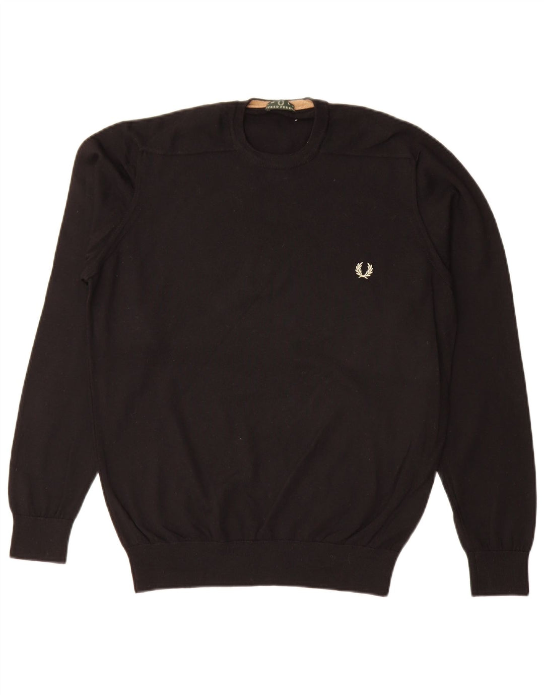 Fred Perry Jersey De Cuello Redondo Para Hombre Jersey Grande De Lana Negra