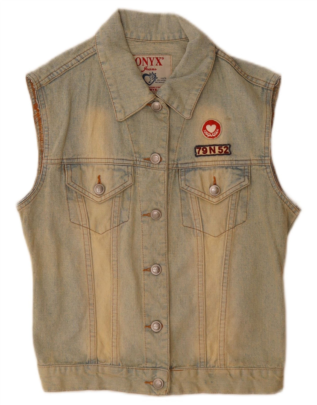 Onyx Chaleco vaquero para mujer UK 10 Pequeño Algodón azul