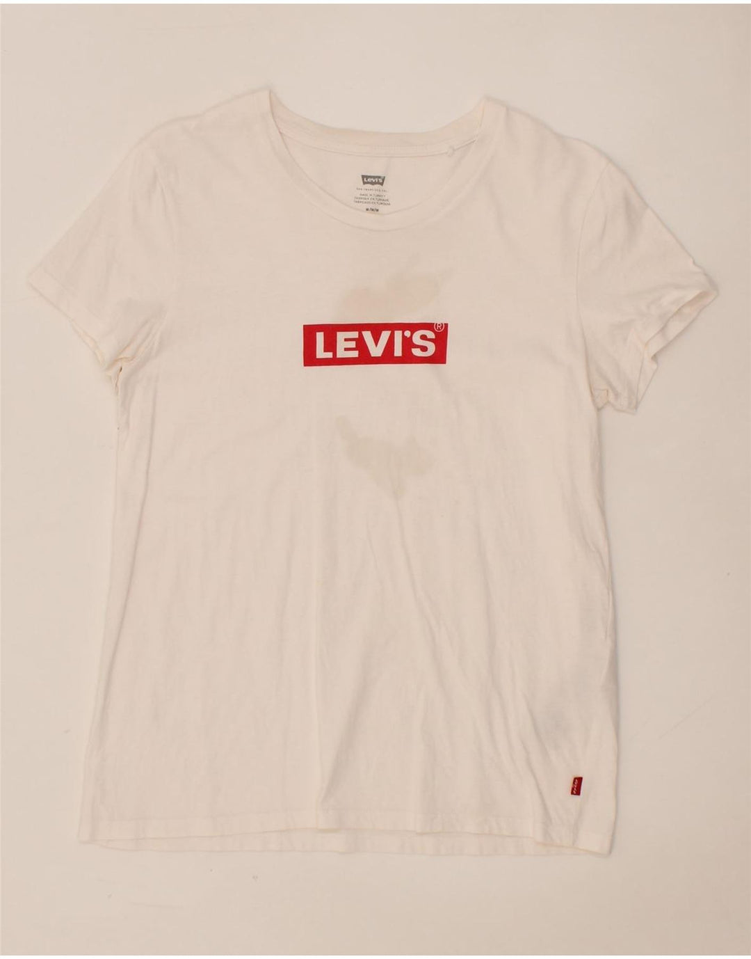 LEVI'S Womens Graphic T-Shirt Top UK 12 Medium White Cotton Vintage Levi's and Second-Hand Levi's from Messina Hembry 