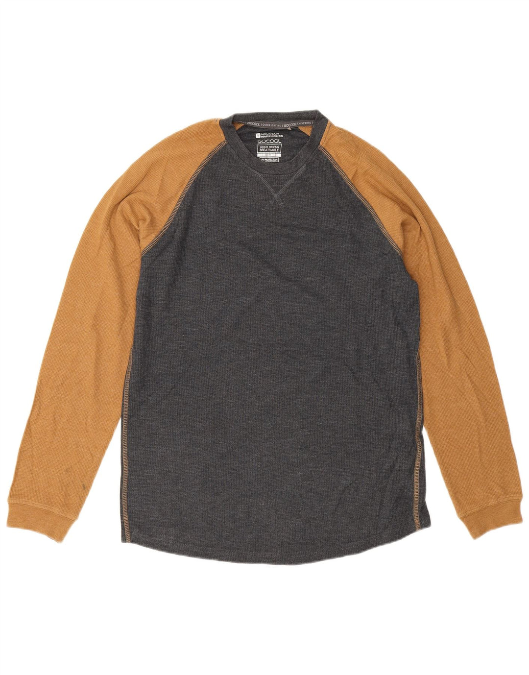 Camiseta para hombre de Mountain Warehouse de manga larga de algodón color block en gris medio