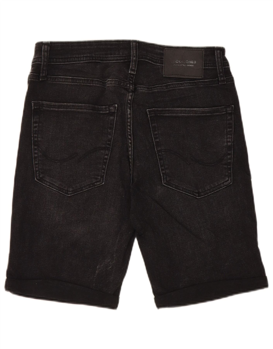 JACK & JONES Pantalones cortos de mezclilla desgastados regulares para hombre W30 Algodón negro mediano